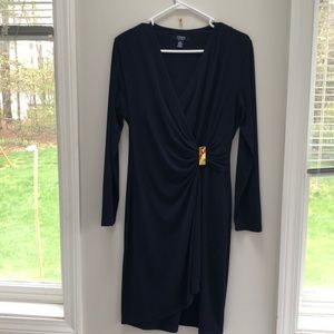 CHAPS Navy Blue Long Sleeve Dress, Size 10, Worn once